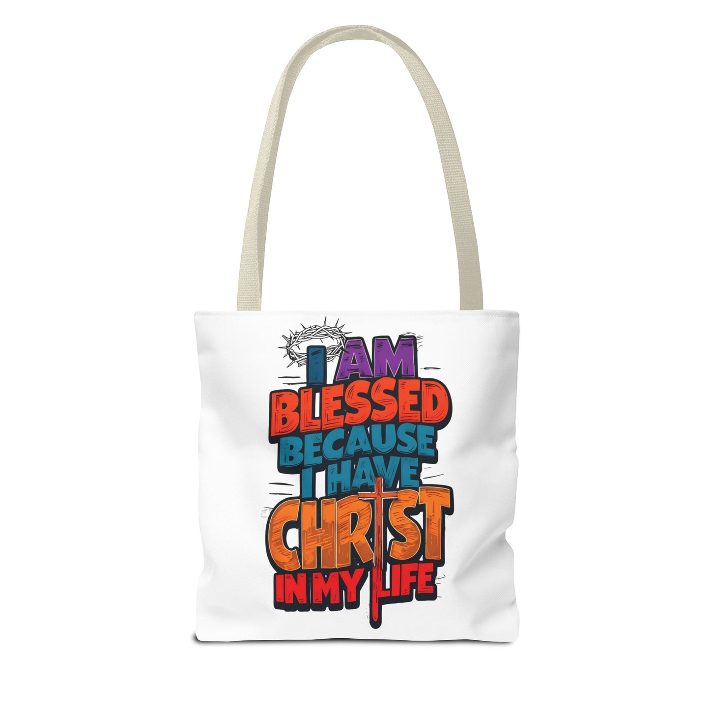 Inspirational Christian Tote Bag - I Am Blessed Because I Have Christ In My Life, Faith Bag, Church Tote, Gift for Believers, Religious