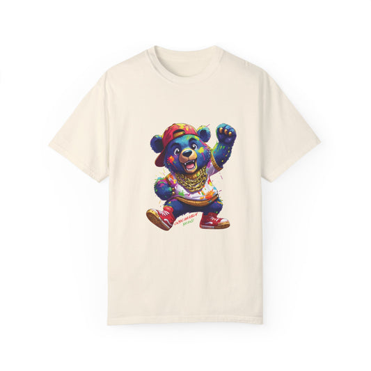 Vibrant Urban Bear T-Shirt - Unisex Garment-Dyed Tee with Cool Street Vibe