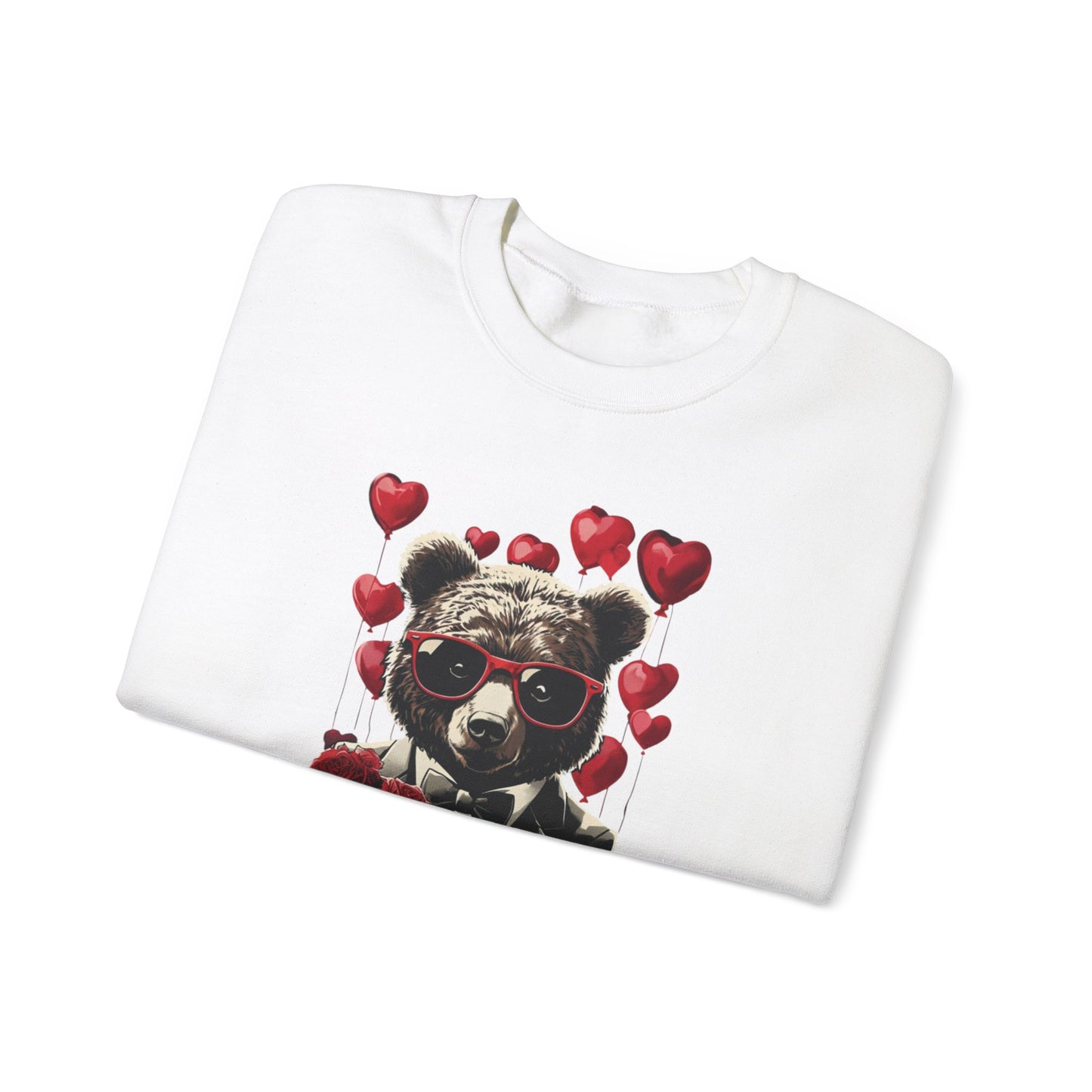 Cute Bear Graphic Crewneck Sweatshirt - "Love Is In The Air" | Perfect for Valentine's Day