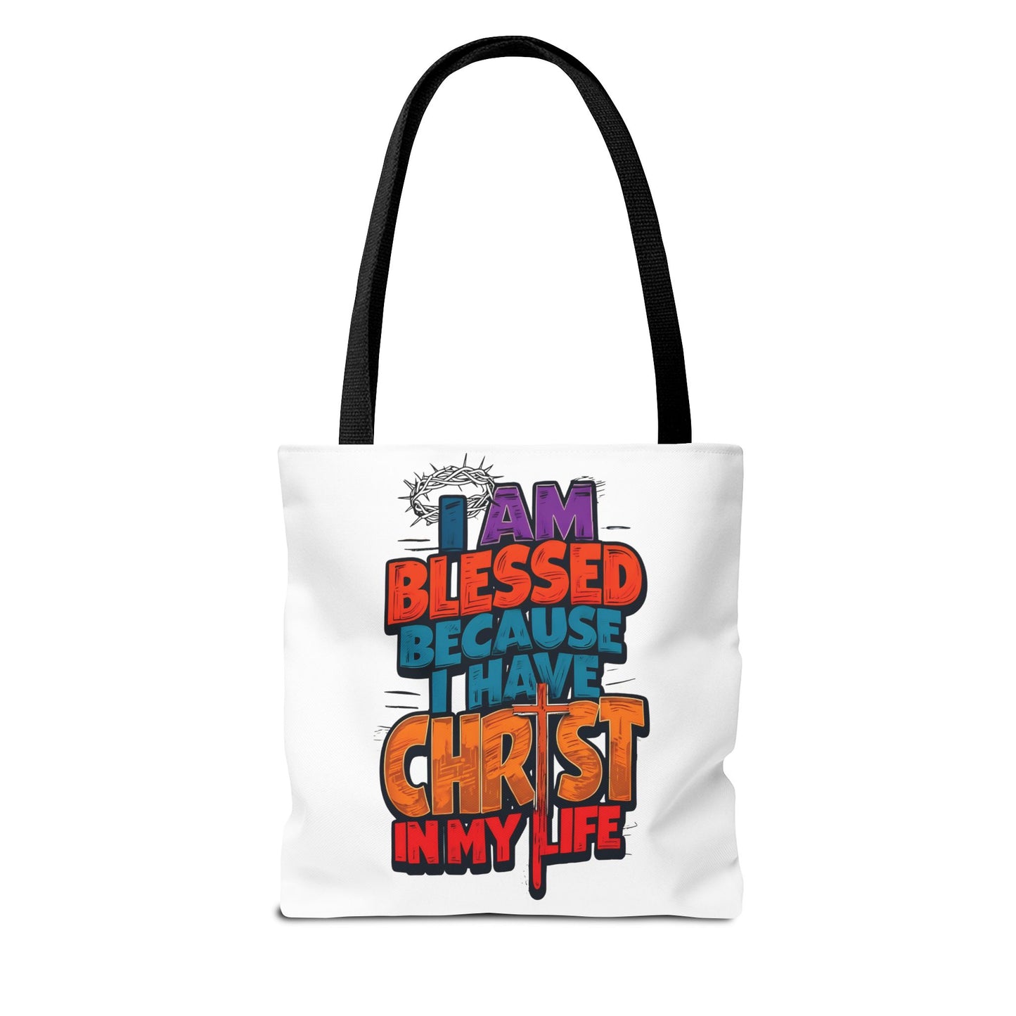 Inspirational Christian Tote Bag - I Am Blessed Because I Have Christ In My Life, Faith Bag, Church Tote, Gift for Believers, Religious