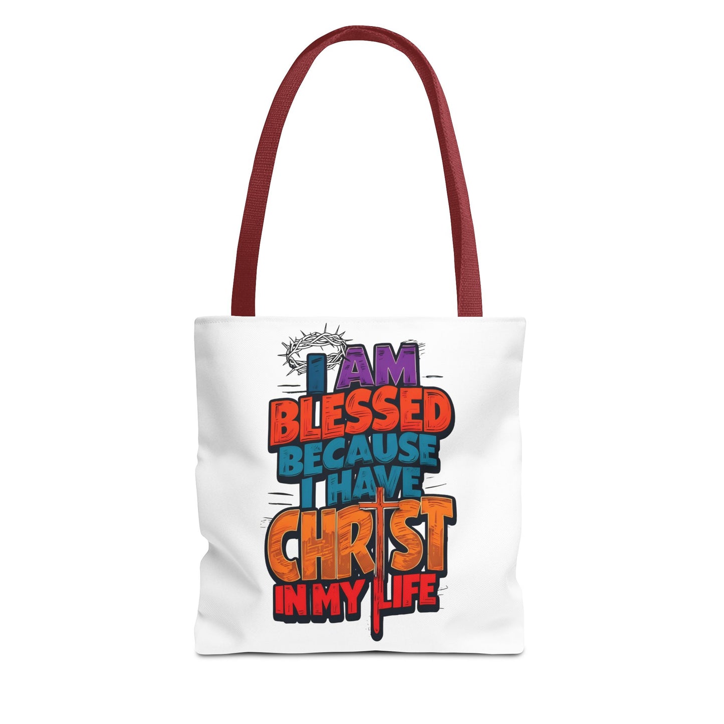 Inspirational Christian Tote Bag - I Am Blessed Because I Have Christ In My Life, Faith Bag, Church Tote, Gift for Believers, Religious