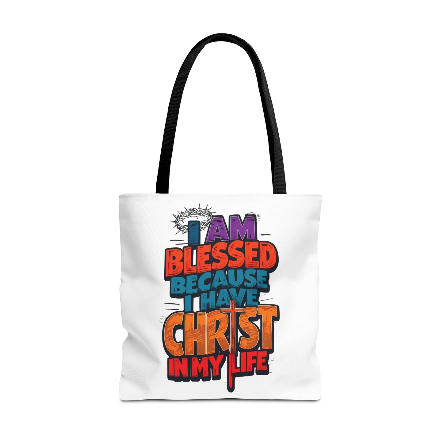 Inspirational Christian Tote Bag - I Am Blessed Because I Have Christ In My Life, Faith Bag, Church Tote, Gift for Believers, Religious