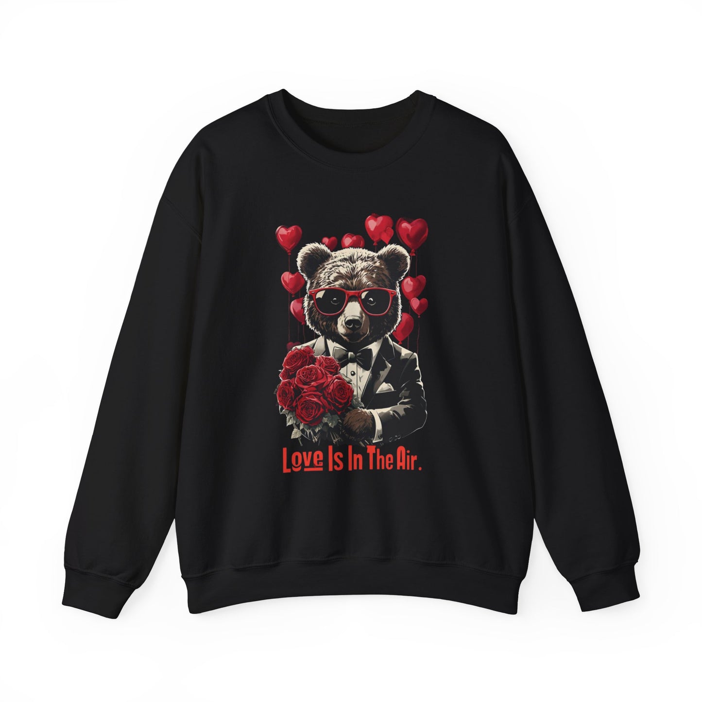 Cute Bear Graphic Crewneck Sweatshirt - "Love Is In The Air" | Perfect for Valentine's Day