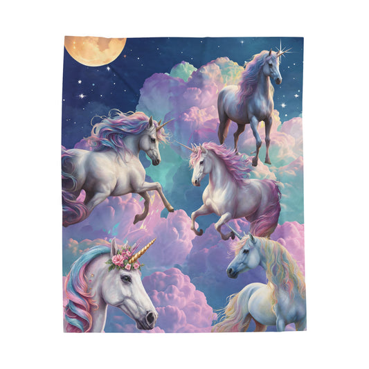 Dreamy Unicorn Velveteen Plush Blanket – Perfect for Kids' Rooms & Cozy Nights